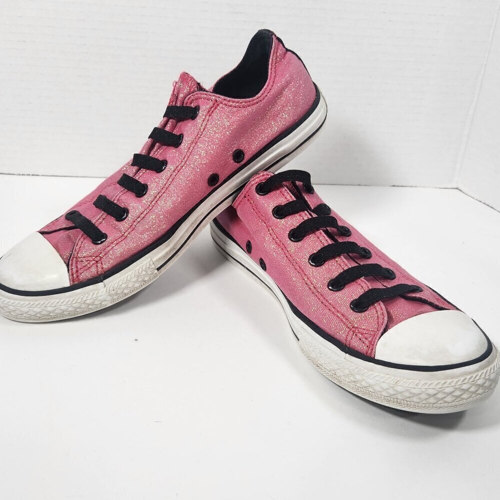 Pink Glitter Converse All Stars No Tie/Sip on 5.5